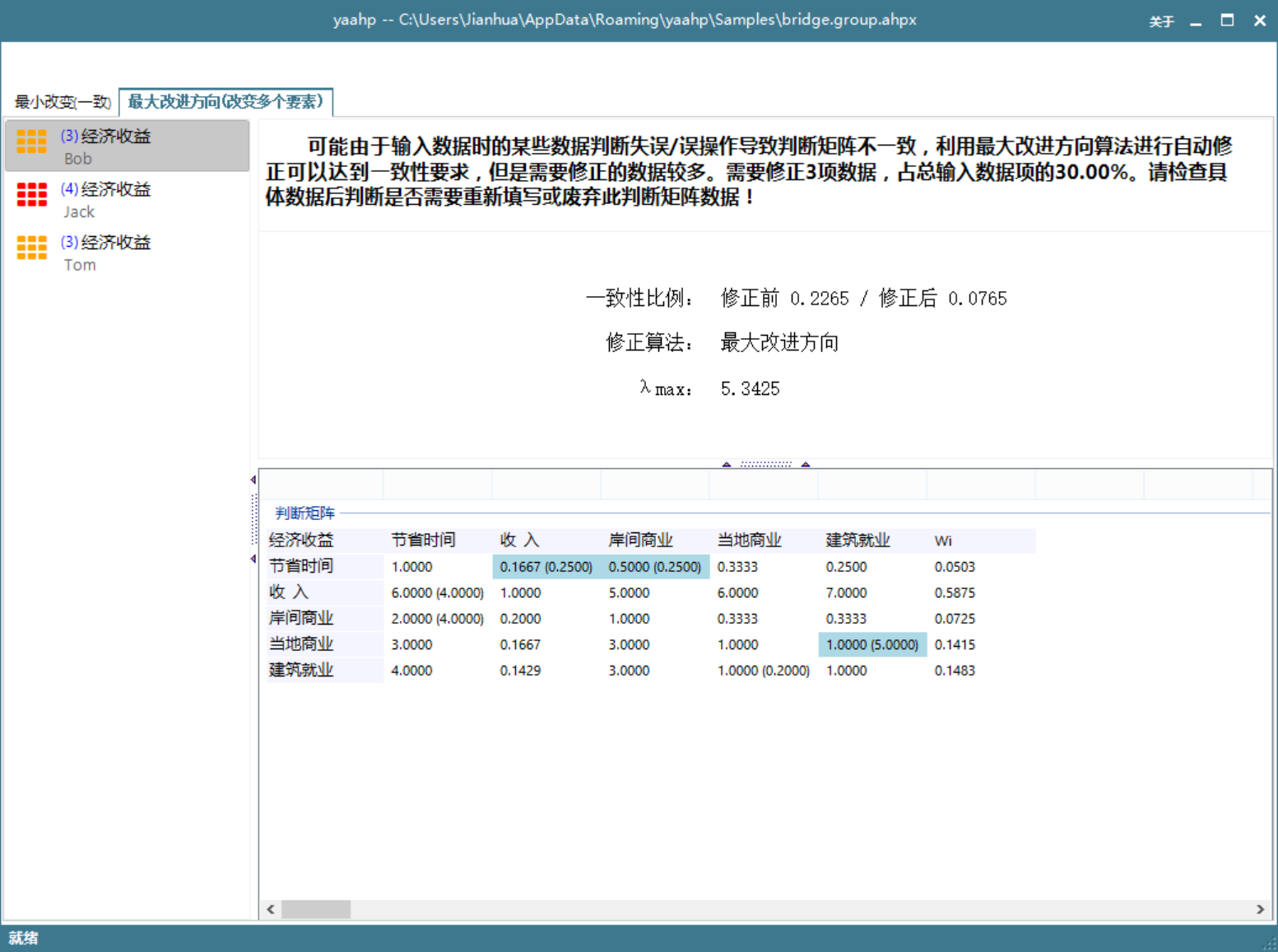 判断矩阵数据检查结果 判断矩阵数据检查结果